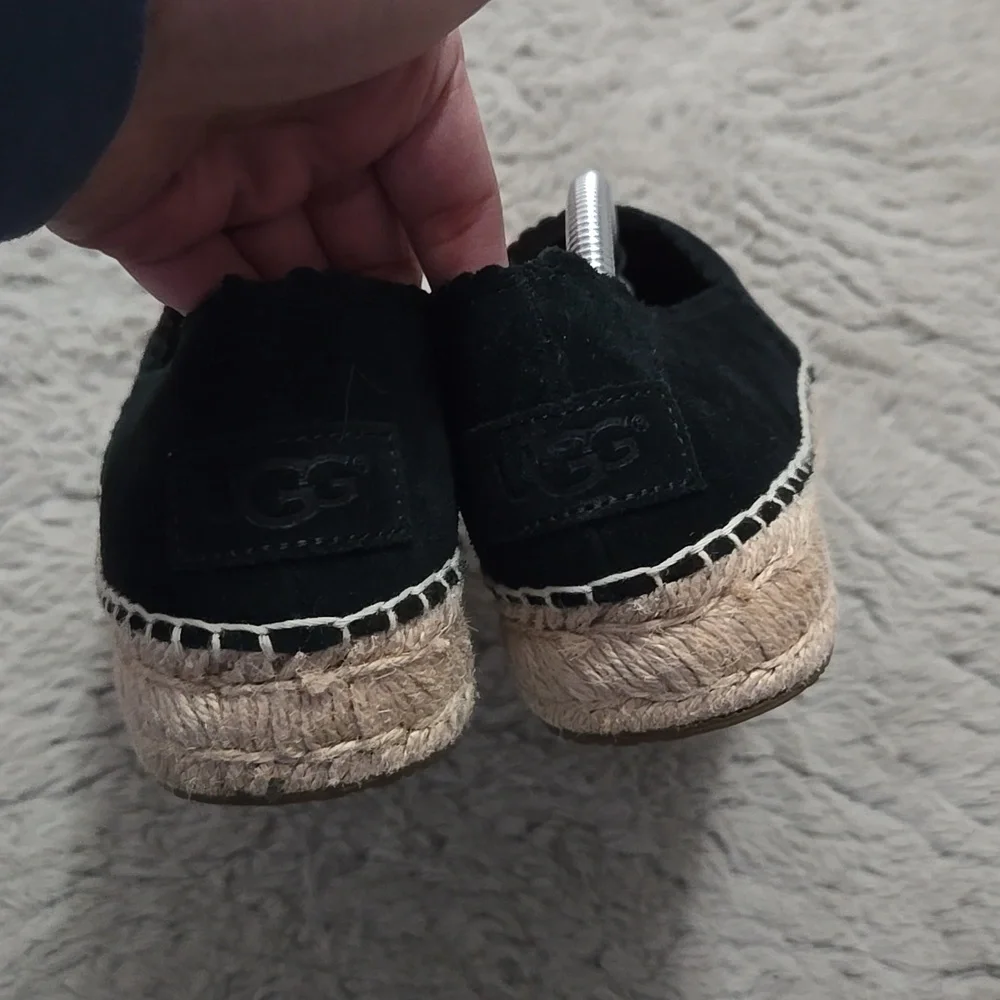 UGG real suede leather black platform espadrilles - size 7.5